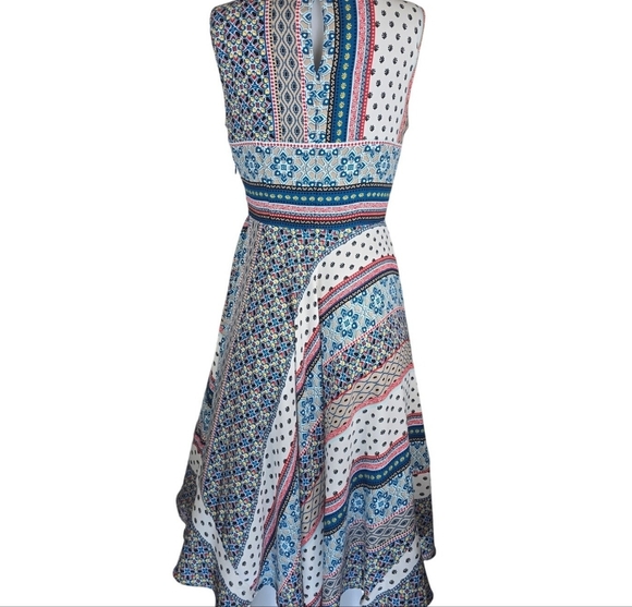 Dana Buchman Blue Bands Patchwork Dress Size 12 - Picture 4 of 10